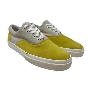 GREATS Royale Suede Sneakers Gray Yellow Two Tone Men 9.5 Italy Minimalist